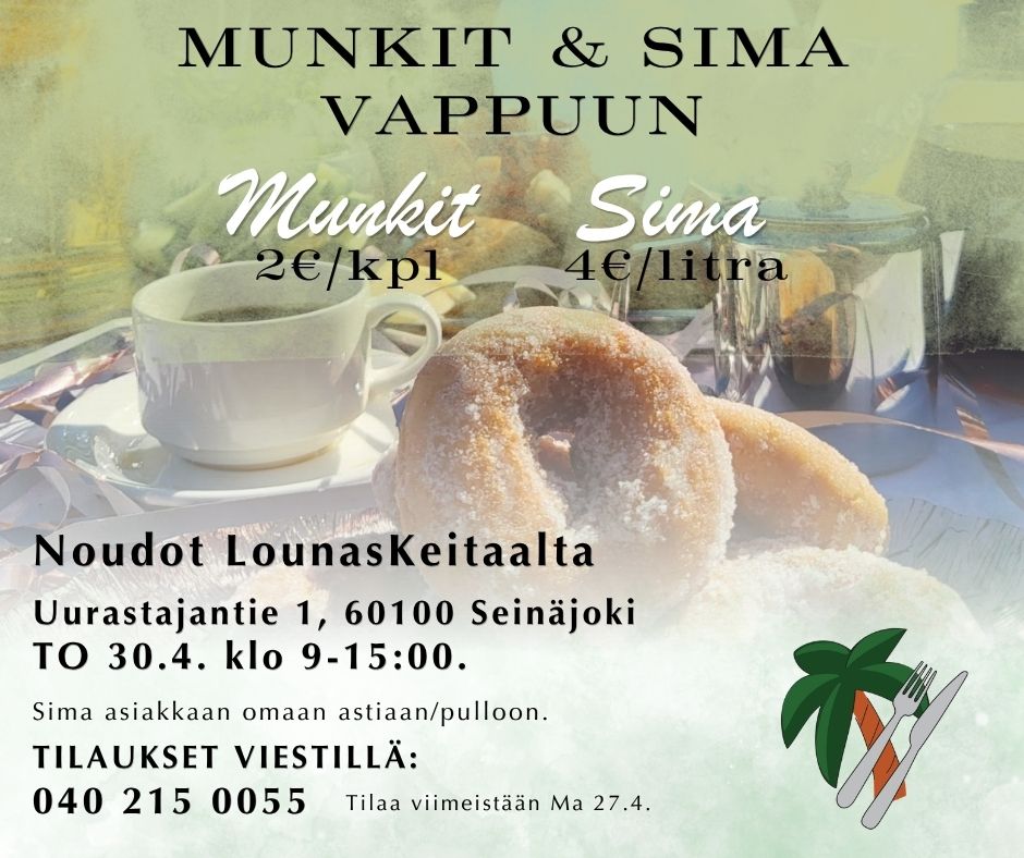 Munkit ja sima vappuun lounaskeitaalta